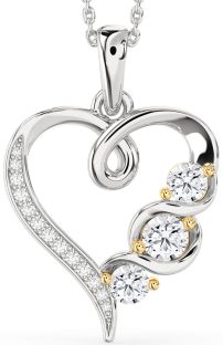 Diamond White Yellow Gold Heart Necklace