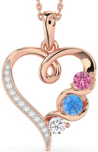 Diamond Rose Gold Heart Mother's Necklace