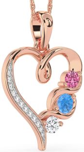 Diamond Rose Gold Heart Mother's Necklace