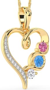 Diamond Gold Heart Mother's Necklace