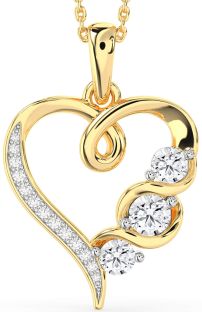 Diamond White Yellow Gold Heart Necklace