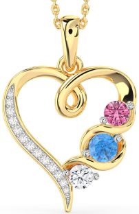 Diamond Platinum & Yellow Gold Heart Mother's Necklace