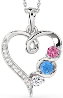 Diamond Platinum Heart Mother's Necklace