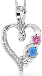 Diamond Platinum Heart Mother's Necklace