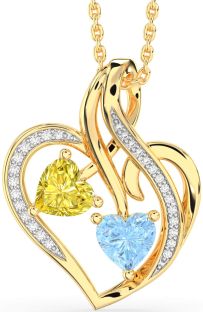 Diamond Gold Silver Heart Necklace