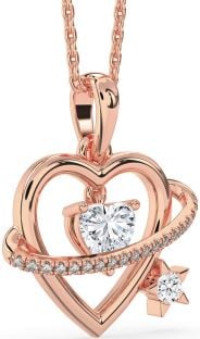 Diamond Rose Gold Heart Star Necklace
