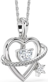 Diamond White Gold Heart Star Necklace
