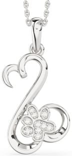 Diamond White Gold Heart Paw Necklace