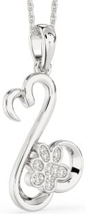 Diamond White Gold Heart Paw Necklace