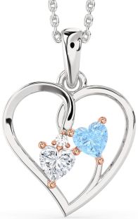Rose Gold Silver Heart Necklace