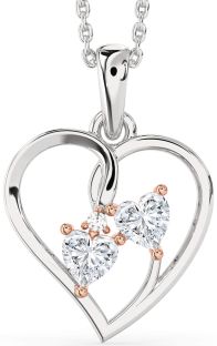 Diamond Platinum & Rose Gold Heart Necklace