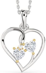 Diamond Platinum & Yellow Gold Heart Necklace