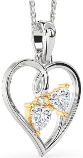 Diamond Silver & 10K gold Heart Necklace
