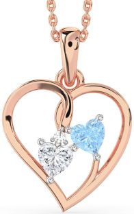 Rose Gold Silver Heart Necklace