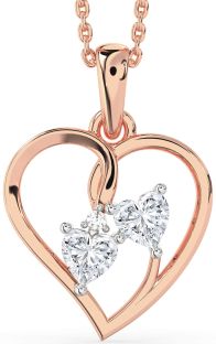 Diamond Platinum & Rose Gold Heart Necklace