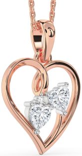 Diamond White Rose Gold Heart Necklace