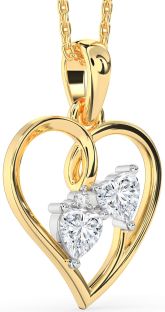 Diamond White Yellow Gold Heart Necklace