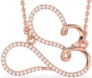 Large Diamond Rose Gold Silver Heart Infinity Necklace