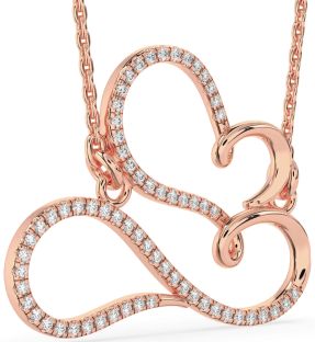 Large Diamond Rose Gold Heart Infinity Necklace