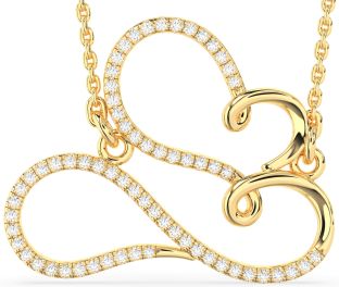 Large Diamond Gold Heart Infinity Necklace