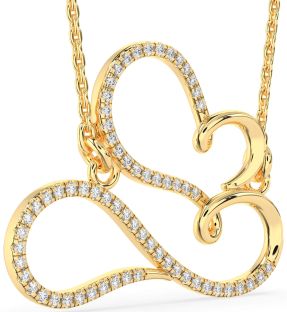 Large Diamond Gold Heart Infinity Necklace