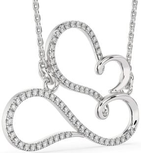 Large Diamond White Gold Heart Infinity Necklace