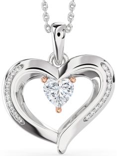 Diamond Silver & 10K Rose Gold Heart Necklace