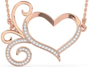 Large Diamond Rose Gold Heart Necklace