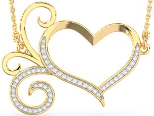 Large Diamond Gold Heart Necklace