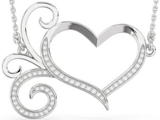 Large Diamond Platinum Heart Necklace