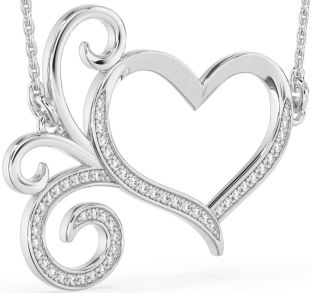 Large Diamond Platinum Heart Necklace