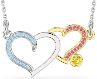 Large Platinum & Yellow Gold Heart Necklace
