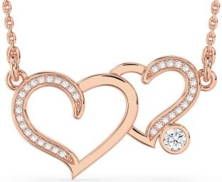 Large Diamond Rose Gold Heart Necklace