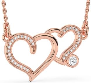 Large Diamond Rose Gold Heart Necklace