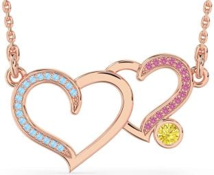 Large Rose Gold Silver Heart Necklace