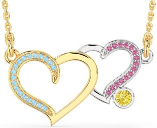 Large Platinum & Yellow Gold Heart Necklace