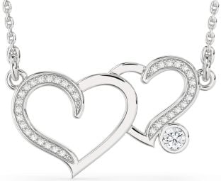Large Diamond Silver Heart Necklace
