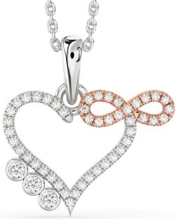 Diamond Silver & 10K Rose Gold Heart Infinity Necklace