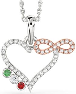 Diamond Platinum & Rose Gold Heart Infinity Mother's Necklace