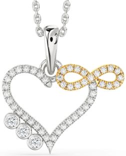 Diamond White Yellow Gold Heart Infinity Necklace
