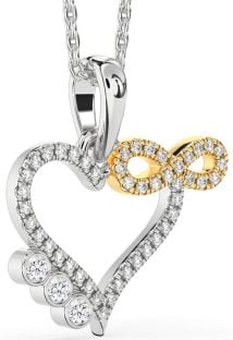 Diamond Silver & 10K gold Heart Infinity Necklace