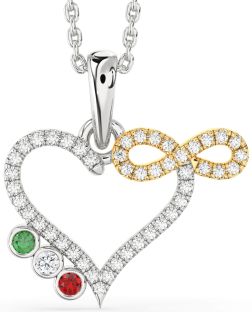 Diamond Platinum & Yellow Gold Heart Infinity Mother's Necklace