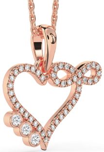 Diamond Rose Gold Heart Infinity Necklace