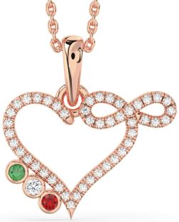 Diamond Rose Gold Heart Infinity Mother's Necklace