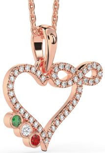 Diamond Rose Gold Heart Infinity Mother's Necklace