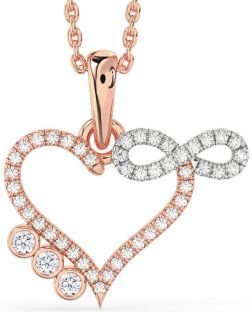 Diamond White Rose Gold Heart Infinity Necklace
