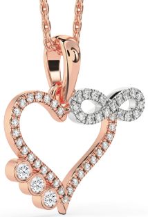 Diamond White Rose Gold Heart Infinity Necklace