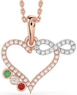 Diamond Platinum & Rose Gold Heart Infinity Mother's Necklace