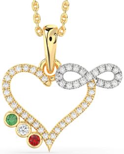 Diamond Platinum & Yellow Gold Heart Infinity Mother's Necklace
