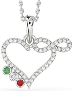 Diamond Platinum Heart Infinity Mother's Necklace